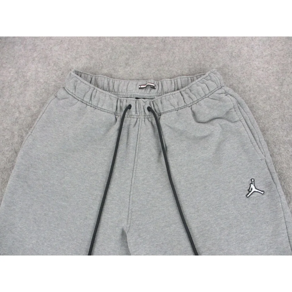 Jordan Pants Men Medium Gray Jumpman Jogger Fleece Drawstring Sweatpants Tapered